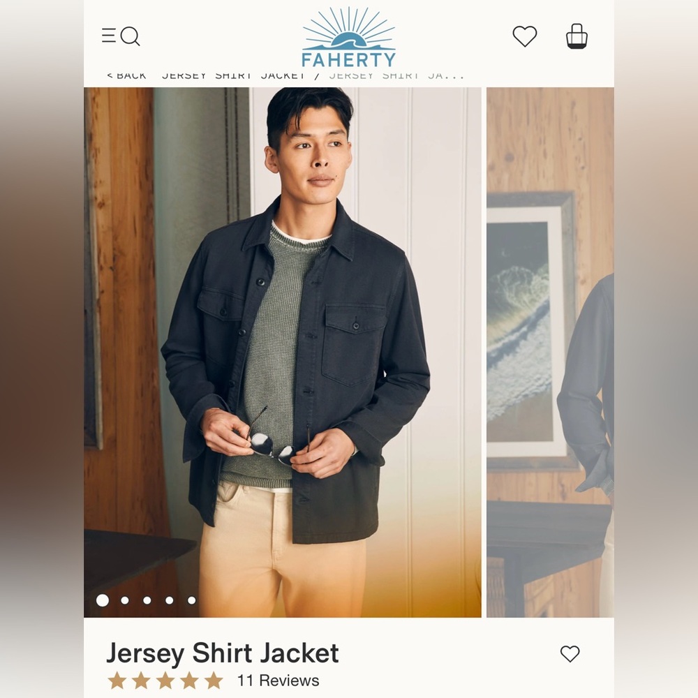 Faherty Jersey Shirt Jacket - Medium - Gray